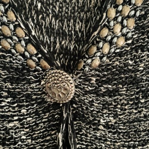 BCBGMaxazria Beaded Chunky Knit Open Long Cardigan - Picture 3 of 5